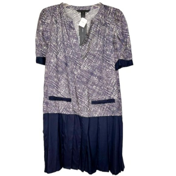 Marc by Marc Jacobs NEW 100% Silk Dropped Waist Dress - Navy - 12 - Picture 1 of 12